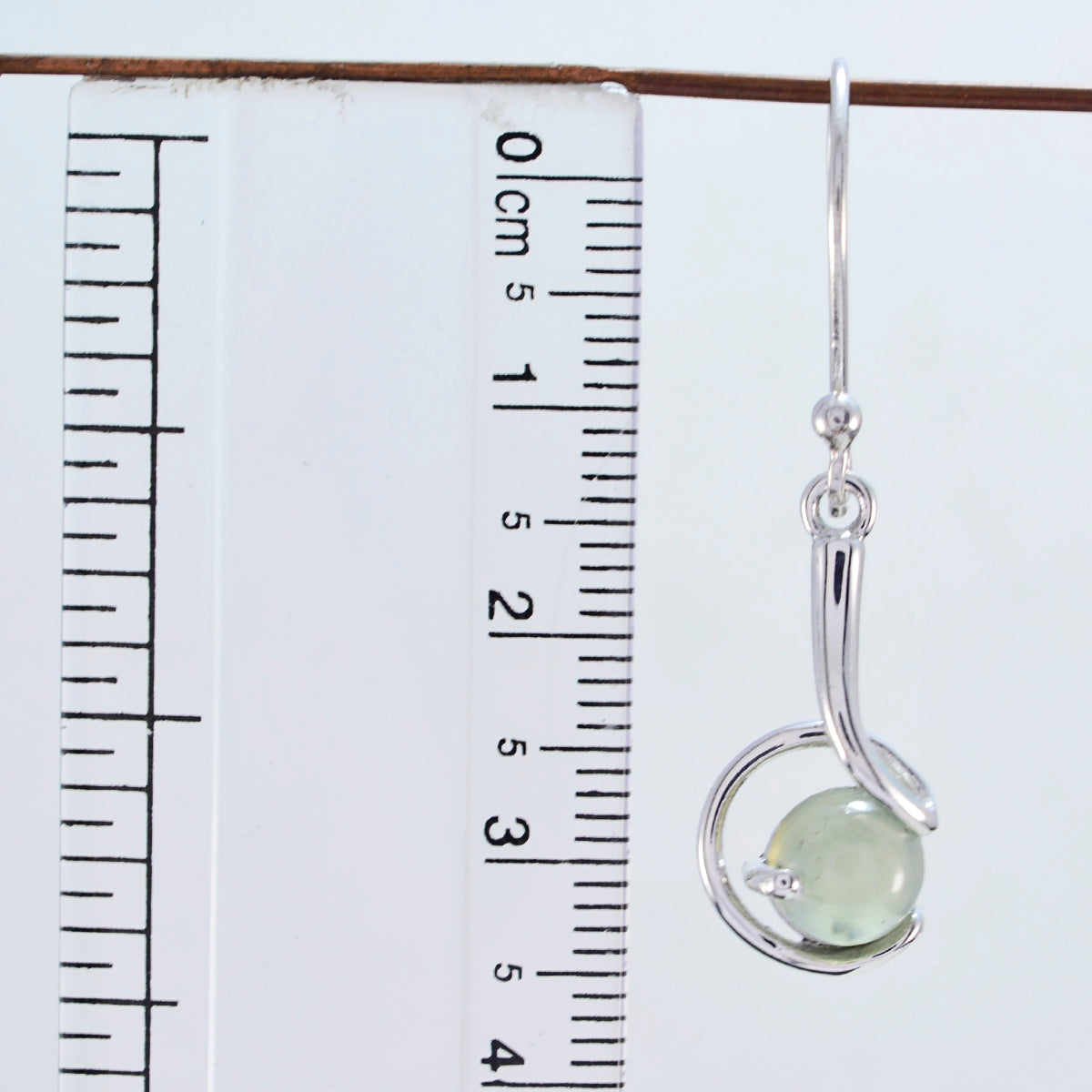 Riyo Nice Gemstone round Cabochon Light Green Prehnite Silver Earring gift for mom birthday