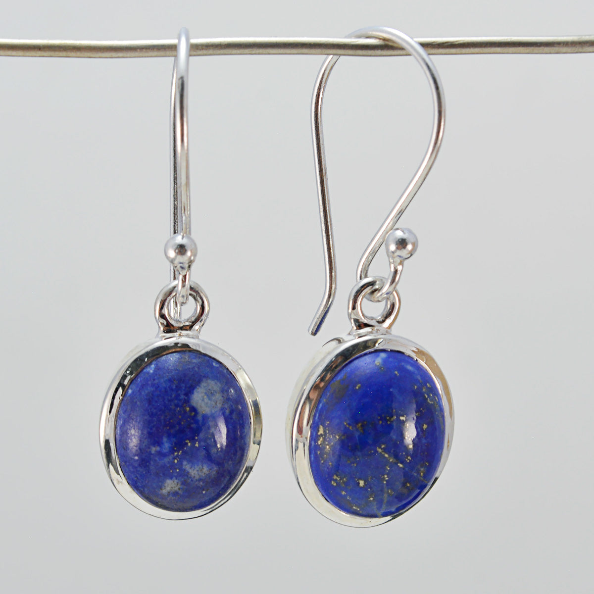 Riyo Nice Gemstone round Cabochon Nevy Blue Lapis Lazuli Silver Earrings college graduation