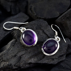 Riyo Nice Gemstone round Cabochon Purple Amethyst Silver Earring gift for friendship day