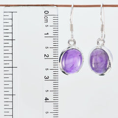 Riyo Nice Gemstone round Cabochon Purple Amethyst Silver Earring gift for friendship day