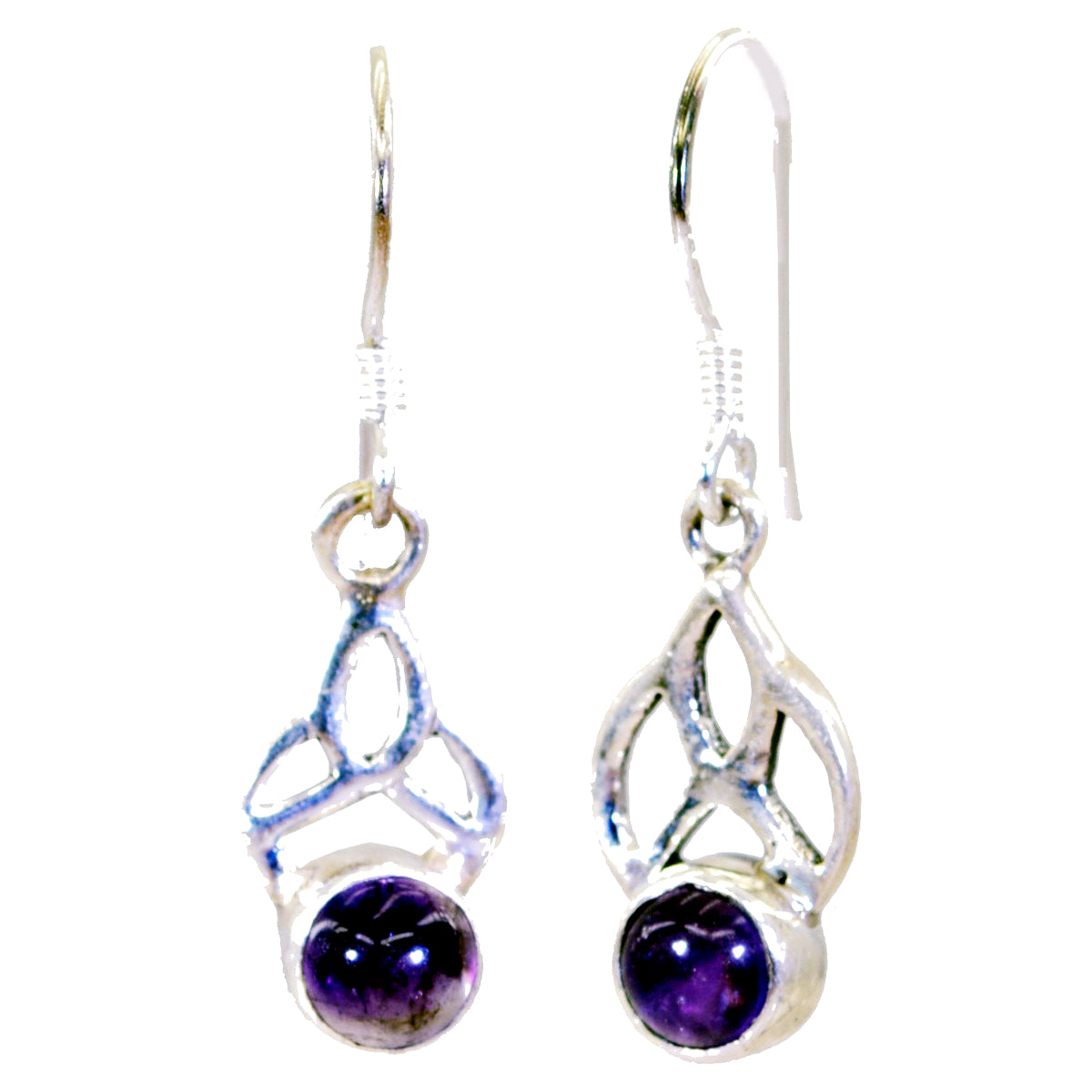 Riyo Nice Gemstone round Cabochon Purple Amethyst Silver Earring gift for good