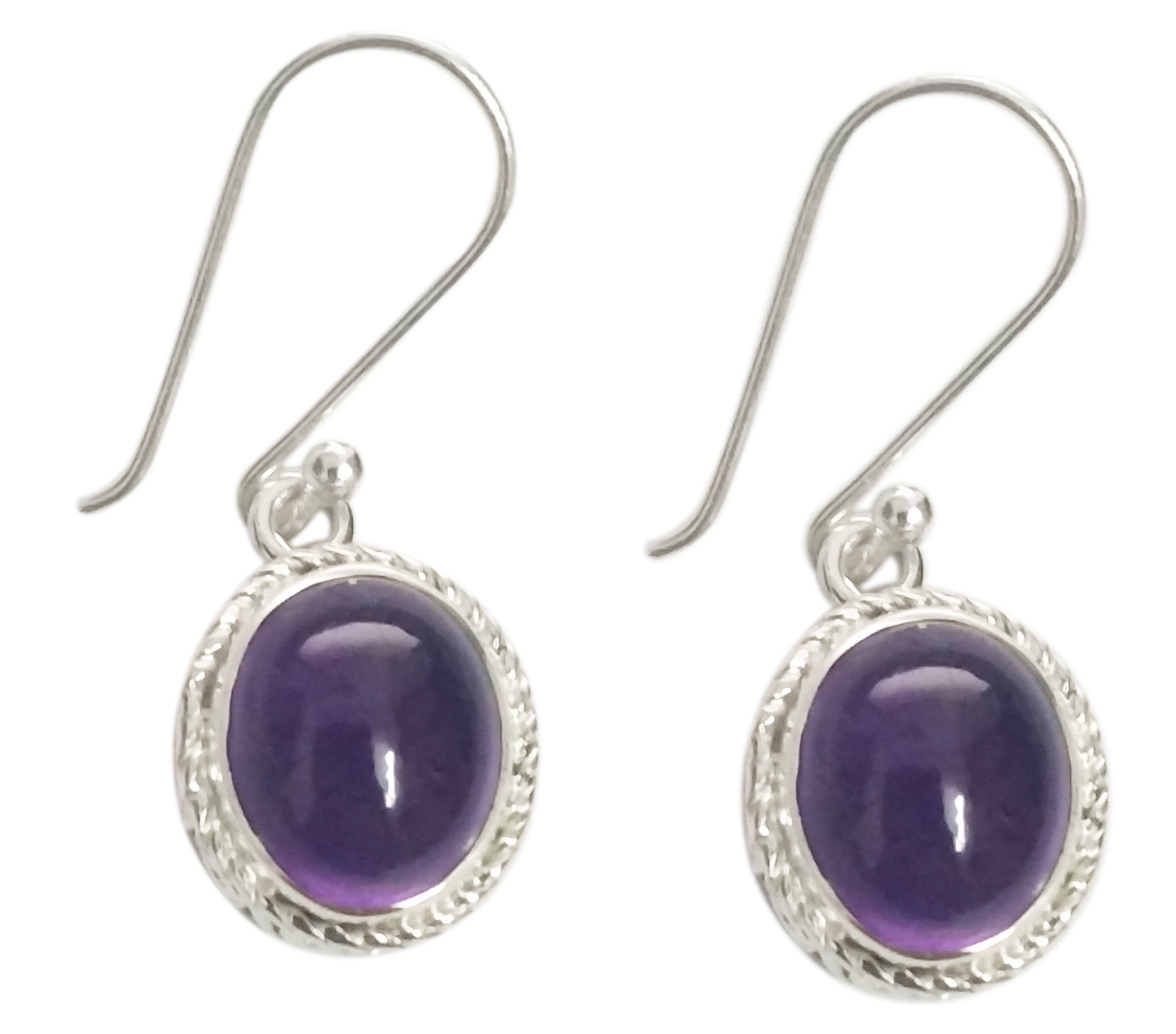 Riyo Nice Gemstone round Cabochon Purple Amethyst Silver Earrings mom gift