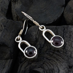 Riyo Nice Gemstone round Cabochon Red Garnet Silver Earring gift for halloween