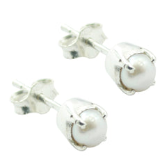 Riyo Nice Gemstone round Cabochon White Pearl Silver Earring christmas gifts