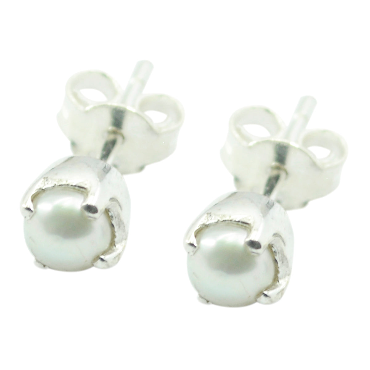 Riyo Nice Gemstone round Cabochon White Pearl Silver Earring christmas gifts