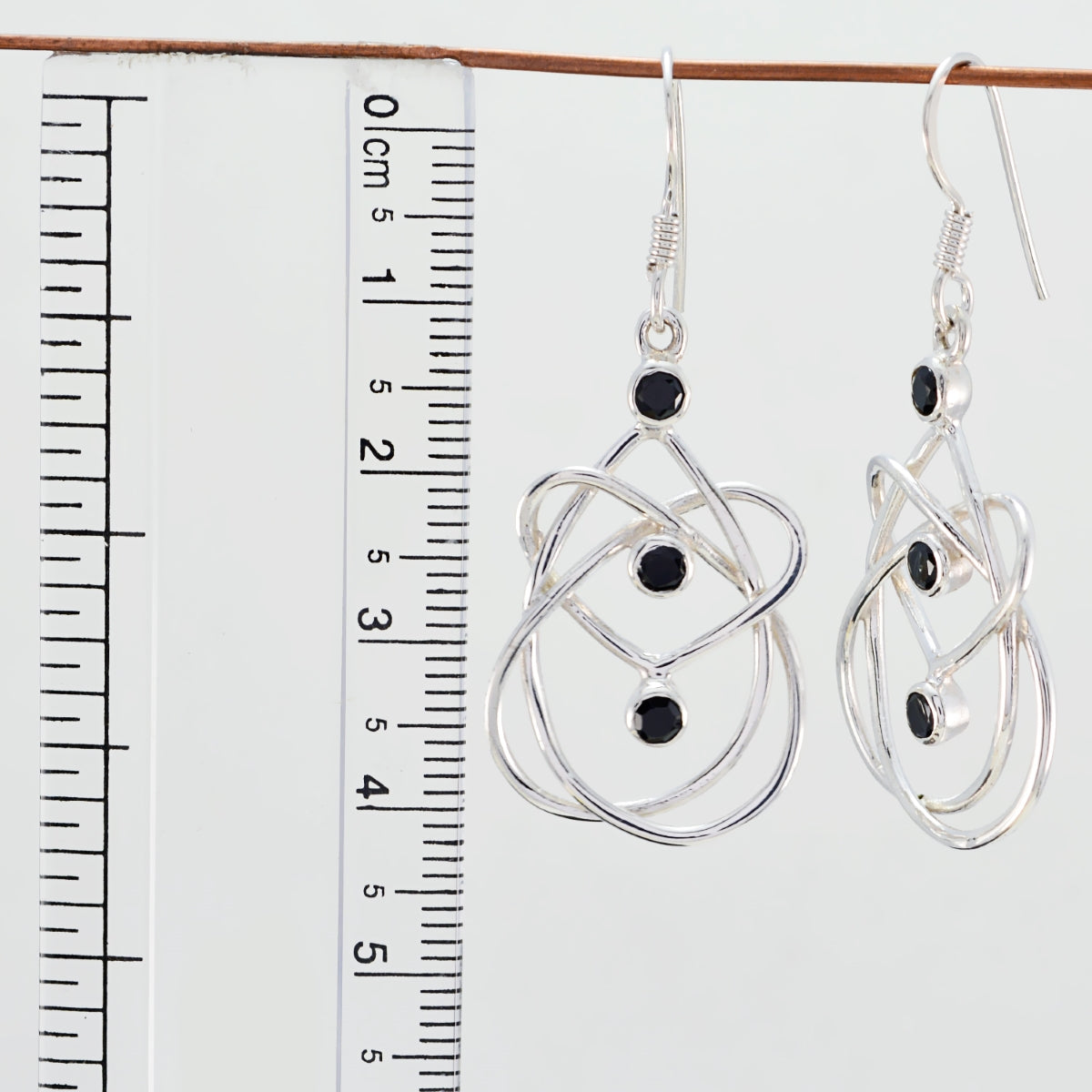 Riyo Nice Gemstone round Faceted Black Onyx Silver Earrings gift for handmade