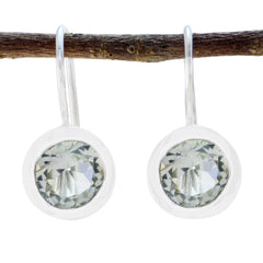 Riyo Nice Gemstone round Faceted Green Amethyst Silver Earring Faishonable day gift