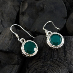 Riyo Nice Gemstone round Faceted Green Onyx Silver Earring gift for engagement