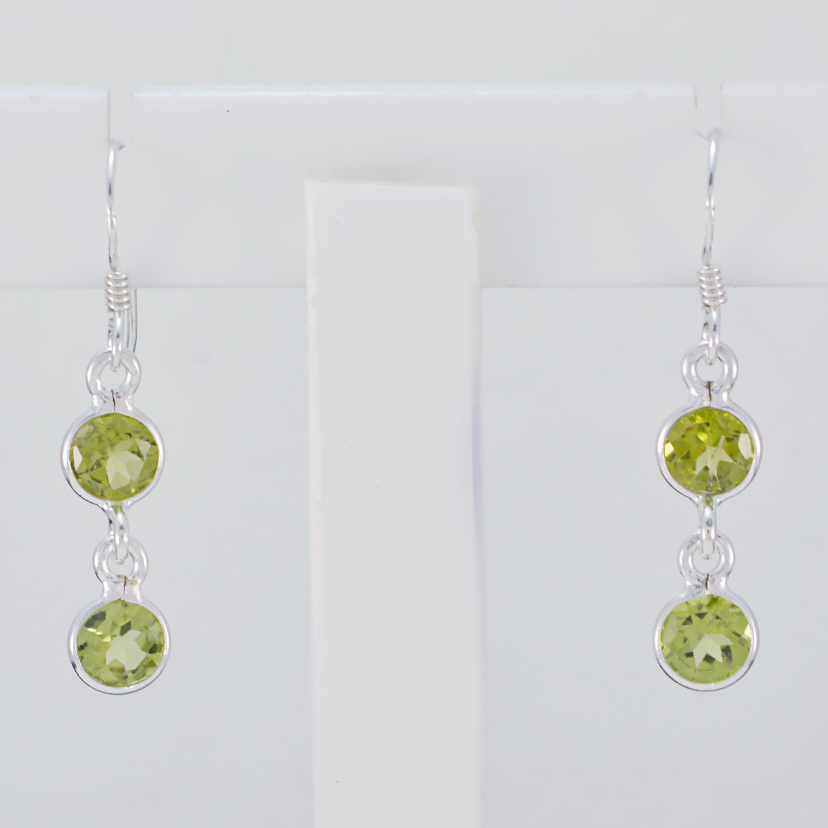 Riyo Nice Gemstone round Faceted Green Peridot Silver Earring valentine's day gift