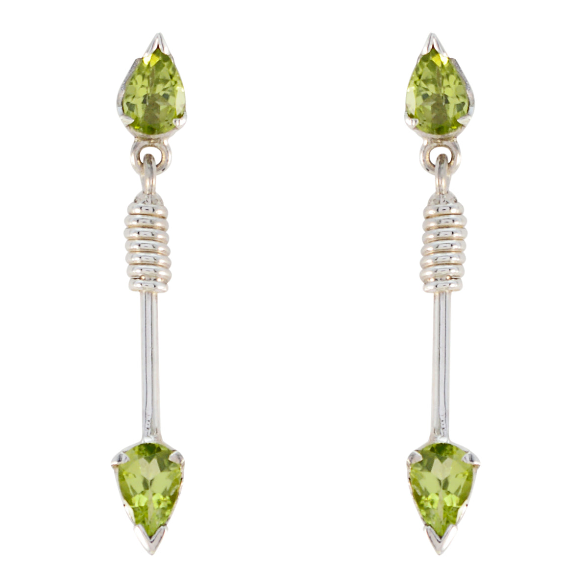 Riyo Nice Gemstone round Faceted Green Peridot Silver Earrings gift for b' day