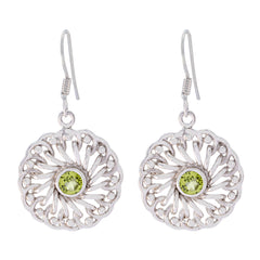 Riyo Nice Gemstone round Faceted Green Peridot Silver Earrings gift for grandmother