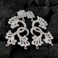 Riyo Nice Gemstone round Faceted Multi Multi CZ Silver Earrings grandmother gift