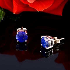Riyo Nice Gemstone round Faceted Nevy Blue Lapis Lazuli Silver Earrings anniversary gift