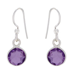 Riyo Nice Gemstone round Faceted Purple Amethyst Silver Earring cyber Monday gift