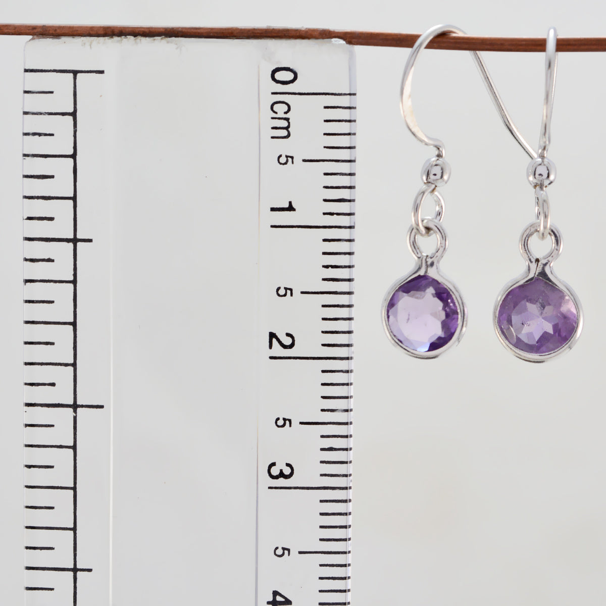 Riyo Nice Gemstone round Faceted Purple Amethyst Silver Earring cyber Monday gift