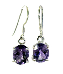 Riyo Nice Gemstone round Faceted Purple Amethyst Silver Earring gift for women