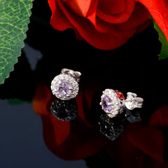 Riyo Nice Gemstone round Faceted Purple Amethyst Silver Earrings christmas day gift