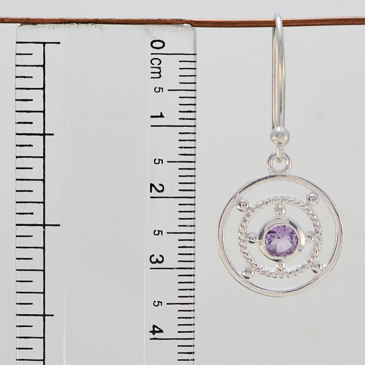 Riyo Nice Gemstone round Faceted Purple Amethyst Silver Earrings gift for brithday