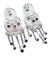 Riyo Nice Gemstone round Faceted Red Garnet Silver Earring gift for good Friday