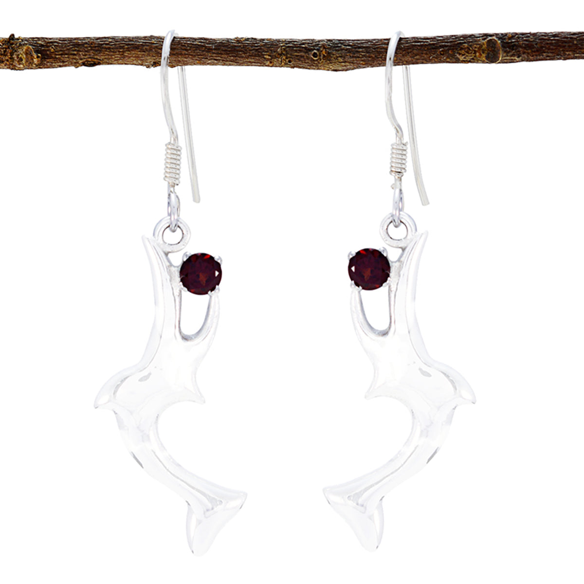 Riyo Nice Gemstone round Faceted Red Garnet Silver Earring labour day gift