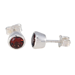 Riyo Nice Gemstone round Faceted Red Garnet Silver Earrings gift for mother
