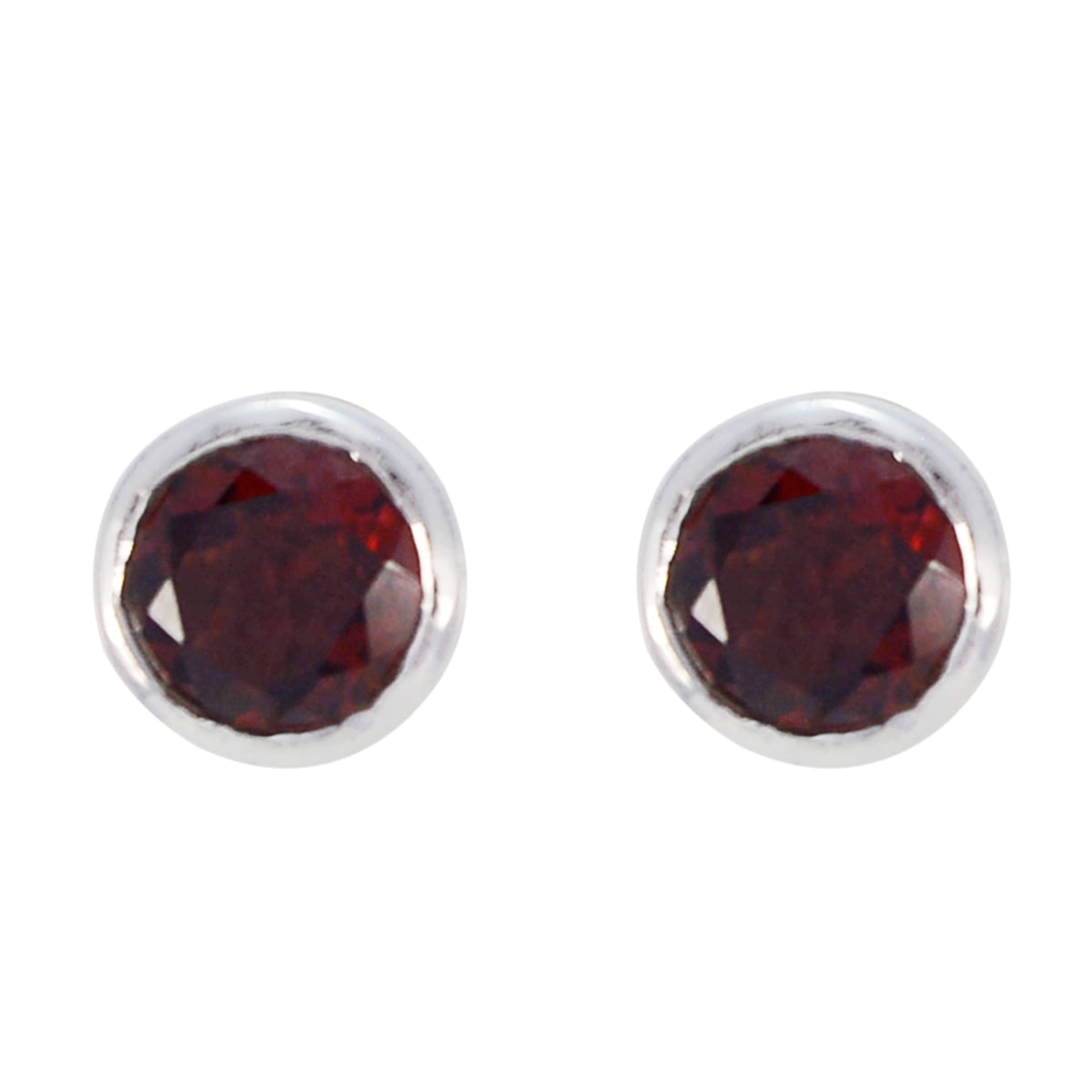 Riyo Nice Gemstone round Faceted Red Garnet Silver Earrings gift for mother