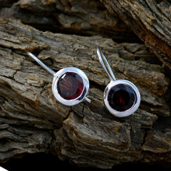 Riyo Nice Gemstone round Faceted Red Garnet Silver Earrings grandmother gift