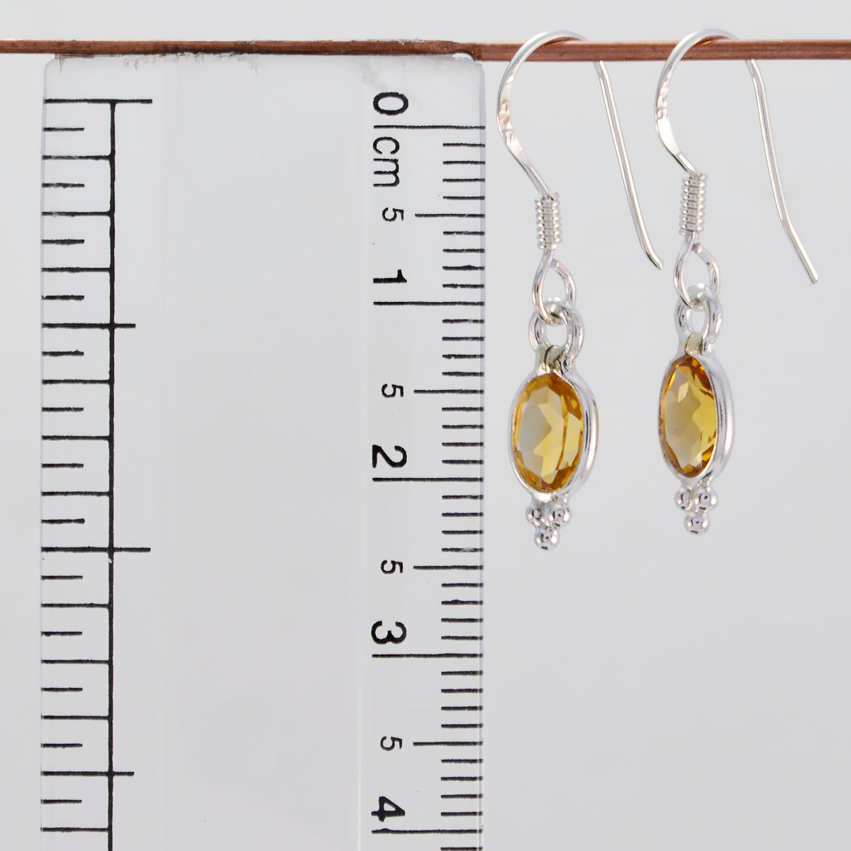 Riyo Nice Gemstone round Faceted Yellow Citrine Silver Earrings frinendship day gift