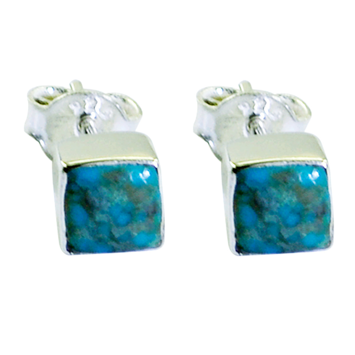 Riyo Nice Gemstone square Cabochon Multi Turquoise Silver Earring gift for boxing day