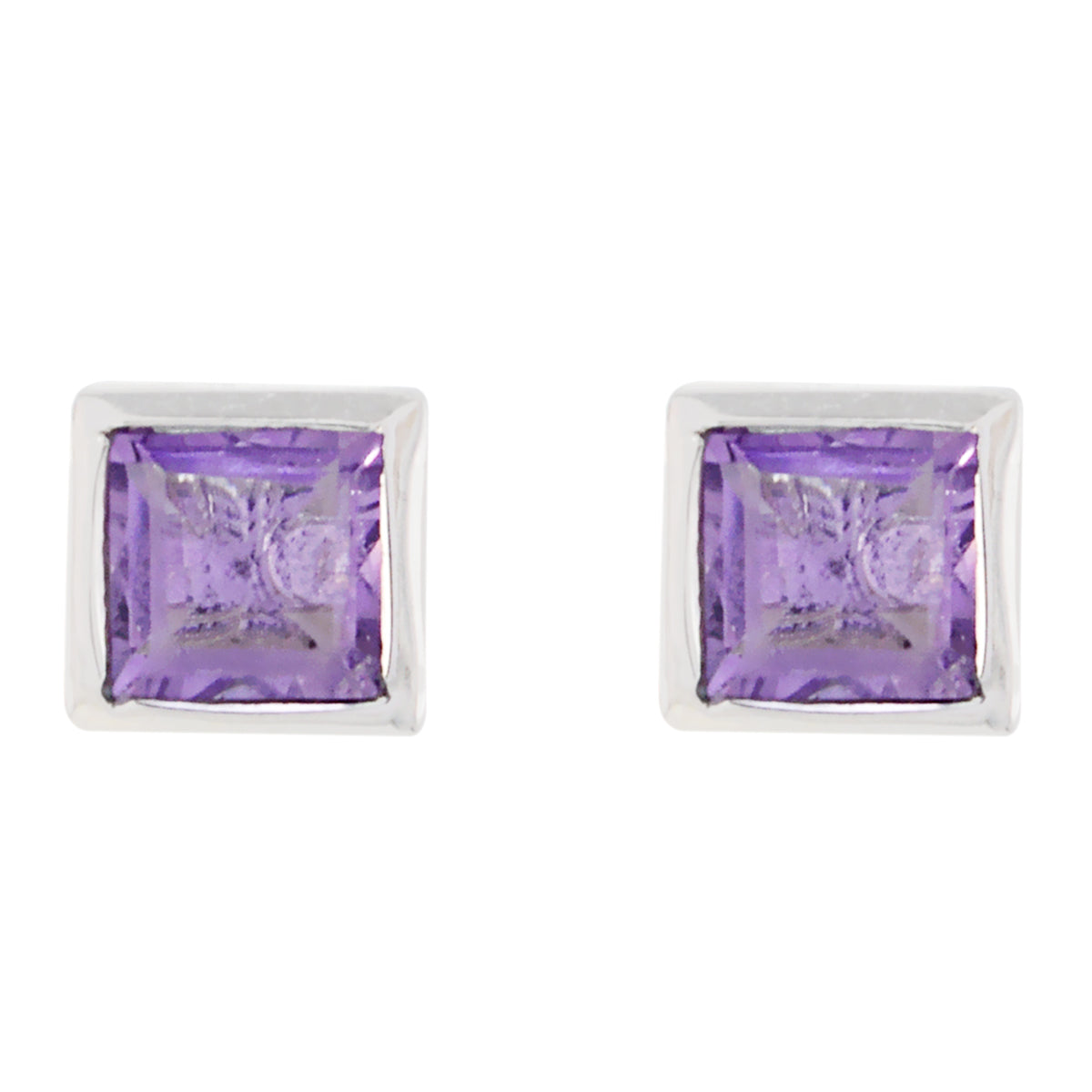 Riyo Nice Gemstone square Faceted Purple Amethyst Silver Earring gift for graduation