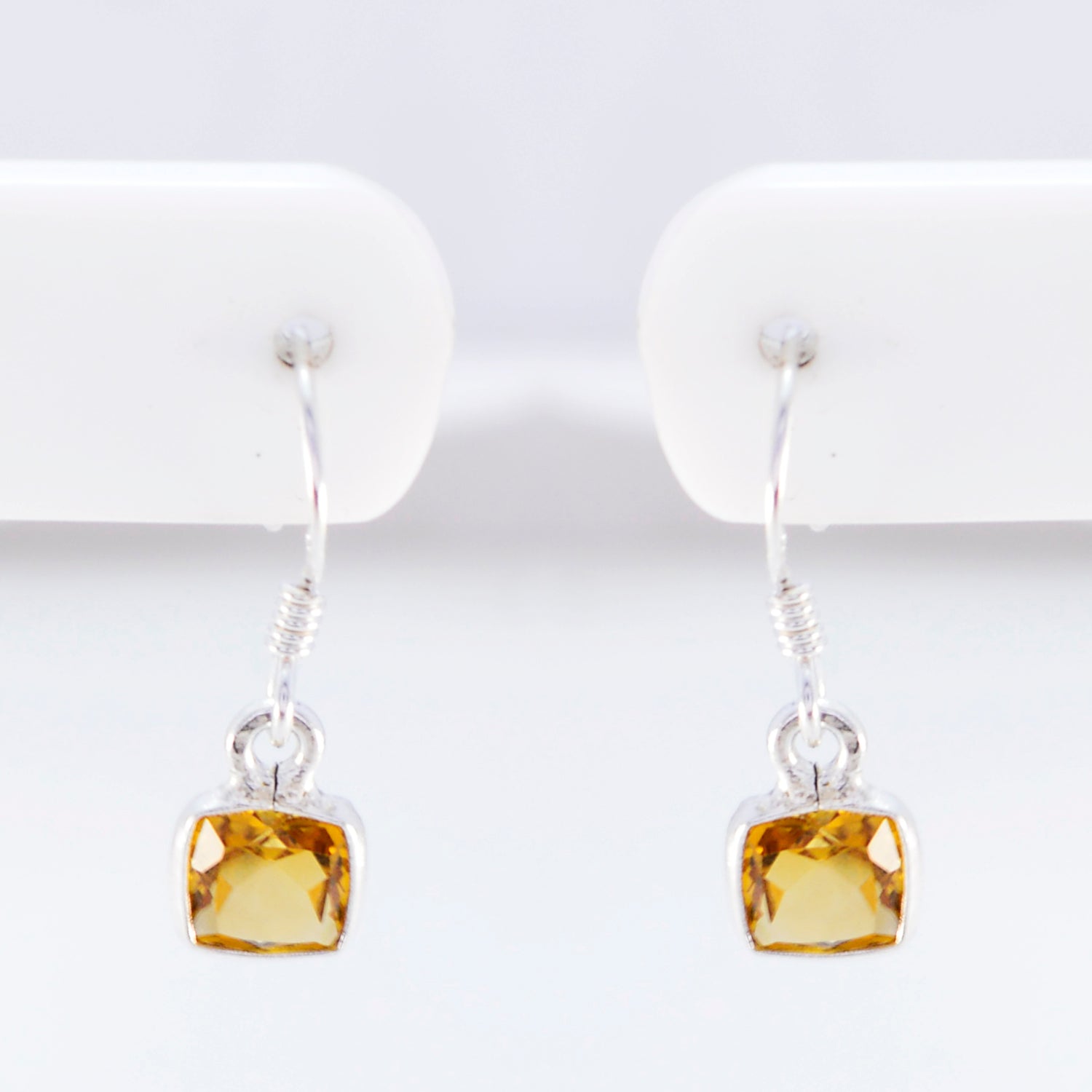 Riyo Nice Gemstone square Faceted Yellow Citrine Silver Earrings gift for sister