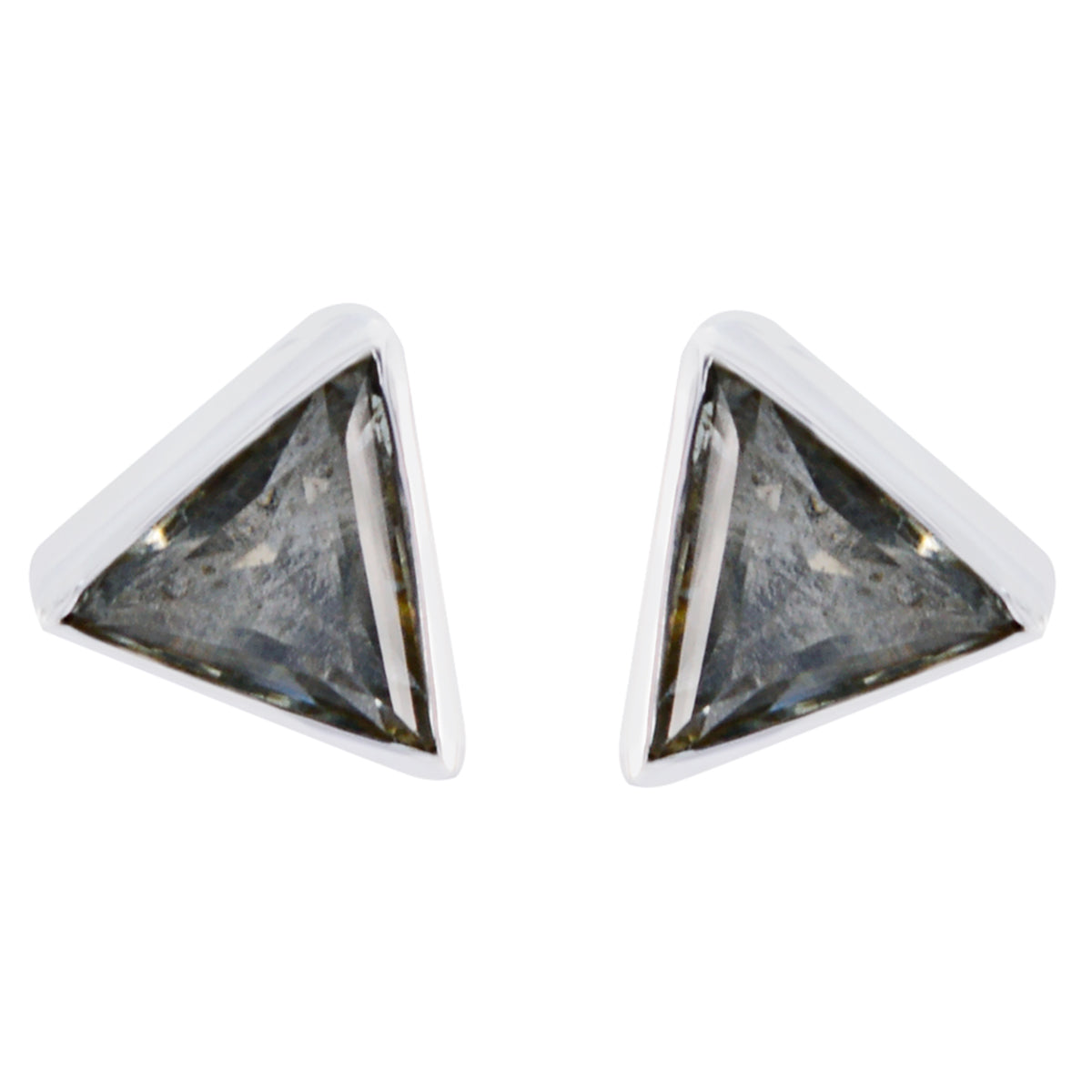 Riyo Nice Gemstone triangle Faceted Brown Smokey Quartz Silver Earring easter Sunday gift