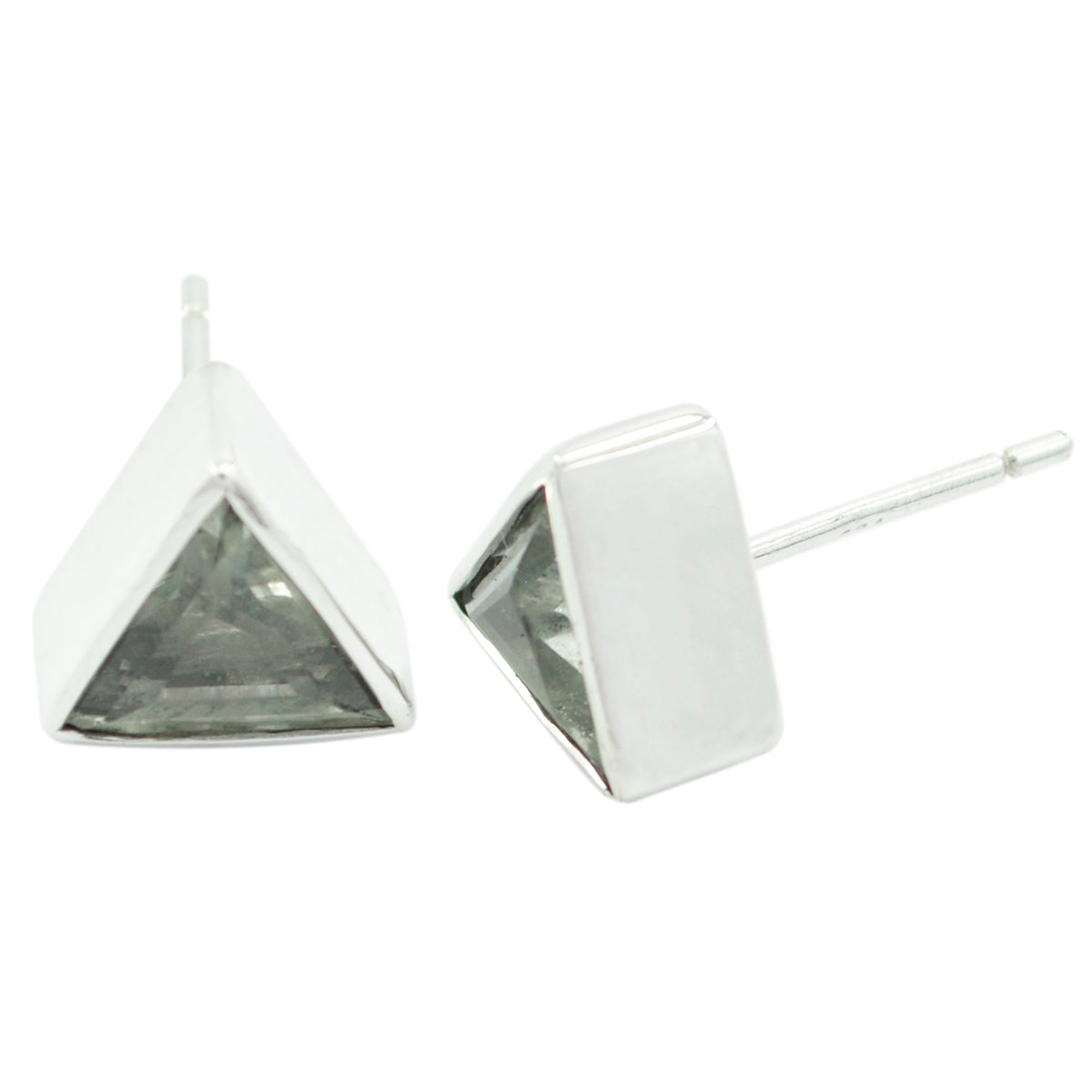 Riyo Nice Gemstone triangle Faceted Green Amethyst Silver Earring st. patricks day gift