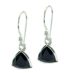 Riyo Nice Gemstone trillion Faceted Black Onyx Silver Earring halloween gift