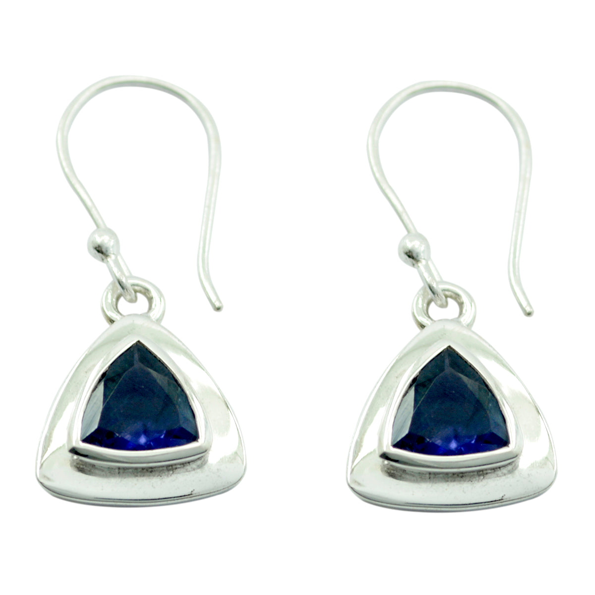 Riyo Nice Gemstone trillion Faceted Nevy Blue Iolite Silver Earrings gift for mothers day