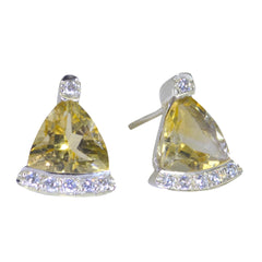 Riyo Nice Gemstone trillion Faceted Yellow Citrine Silver Earring cyber Monday gift