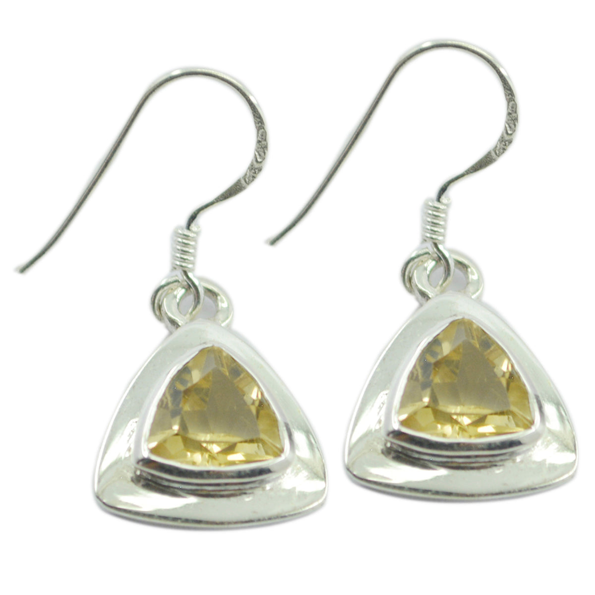 Riyo Nice Gemstone trillion Faceted Yellow Citrine Silver Earrings anniversary gift