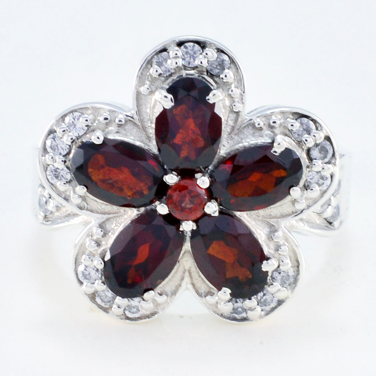 Riyo Nice Gemstones Garnet Solid Silver Ring Friendship Jewelry