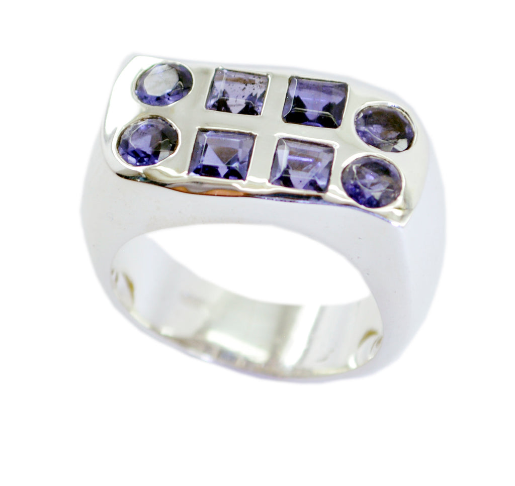 Riyo Nice Gemstones Iolite Solid Silver Rings Minimalist Jewelry