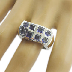 Riyo Nice Gemstones Iolite Solid Silver Rings Minimalist Jewelry