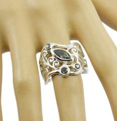 Riyo Pleasing Gems Mystic Quartz Solid Silver Rings Cross Jewelry