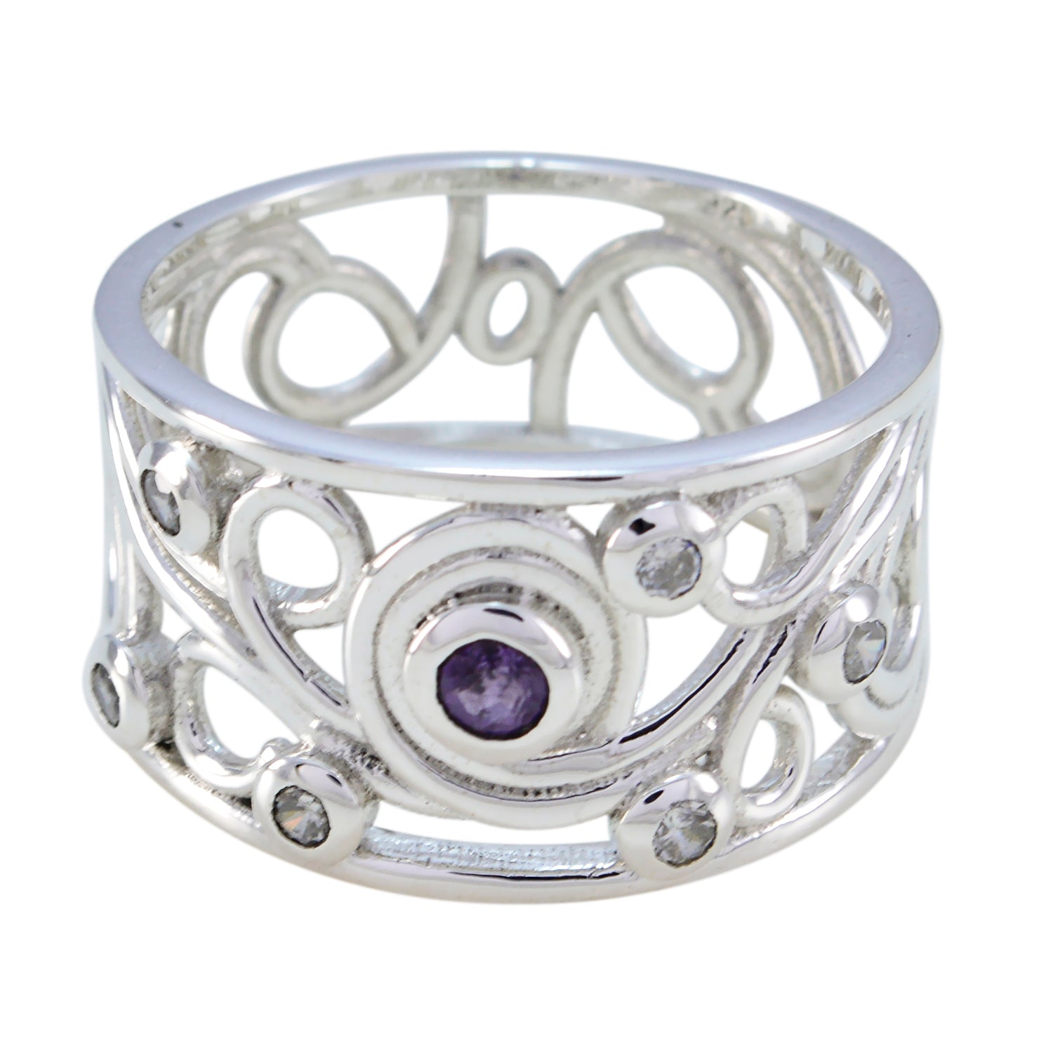 Riyo Presentable Gemstone Iolite 925 Silver Ring Most Jewellery