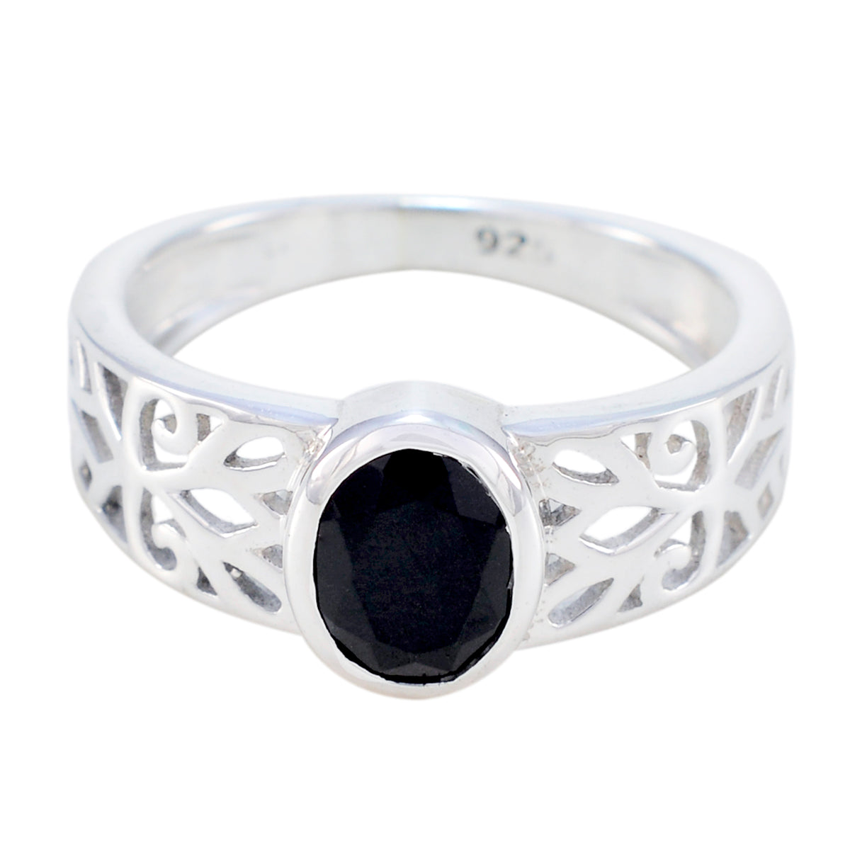 Riyo Pretty Gem Black Onyx 925 Sterling Silver Rings Horse Jewelry