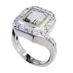 Riyo Pretty Gem Green Amethyst Silver Ring Inspirational Jewelry