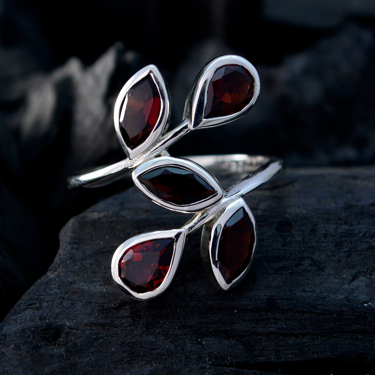 Riyo Pretty Gems Garnet 925 Silver Rings Fast-Fix Jewelry Repair
