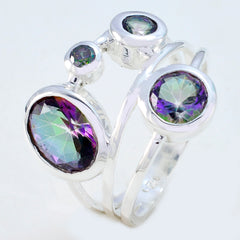 Riyo Pretty Gemstones Mystic Quartz 925 Silver Ring Cushion Cut