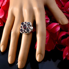 Riyo Radiant Gemstone Garnet Solid Silver Rings Daisy Jewelry