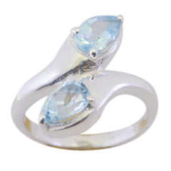 Riyo Rajasthan Gem Blue Topaz Solid Silver Ring Jewelry Wholesale