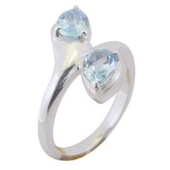 Riyo Rajasthan Gem Blue Topaz Solid Silver Ring Jewelry Wholesale