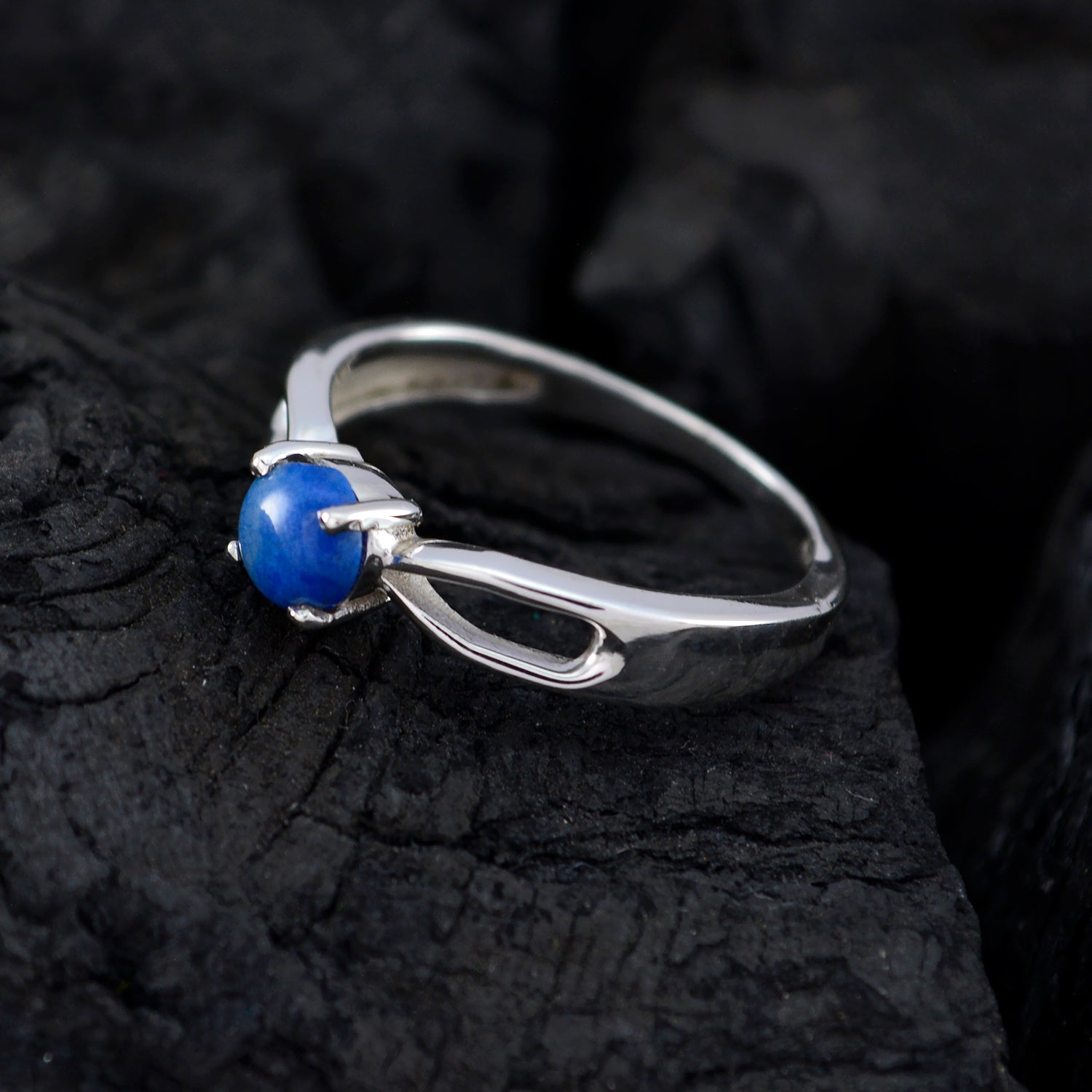 Riyo Ravishing Gemstone Lapis Lazuli 925 Silver Ring Six Jewelry